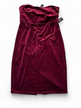 Express elegant classy plus size red velvet strapless evening dress